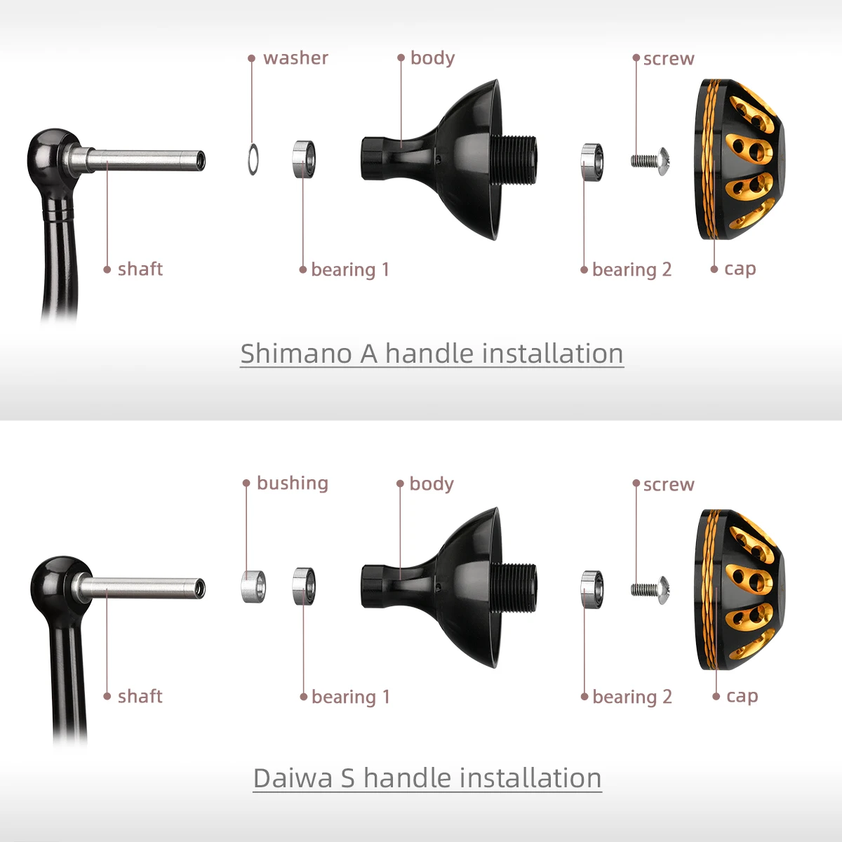 Gomexus катушка ручка питания ручка для Shimano Stradic FK 2000-4000 прямой Daiwa BG Caldia Penn Battle II 1000-4000 дрель 38 мм