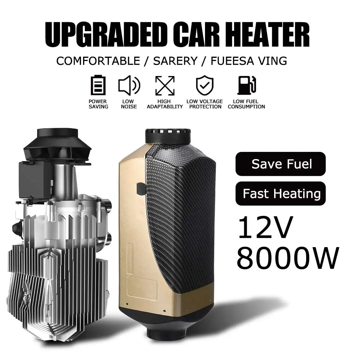 Golden Обогревателя автомобиля 12V 8000W webastos дизелей подогреватель Eberspacher стояночный отопитель с пультом дистанционного управления Управление ЖК-дисплей монитор для мотора б/у - Название цвета: Golden