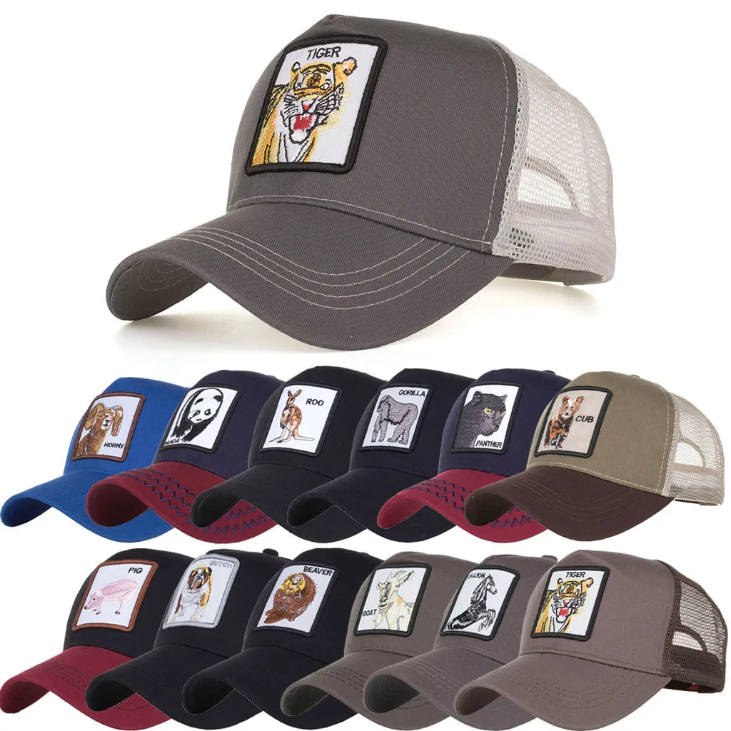 Wo Мужская сетчатая Бейсболка унисекс милые колпачки для животных летняя кепка