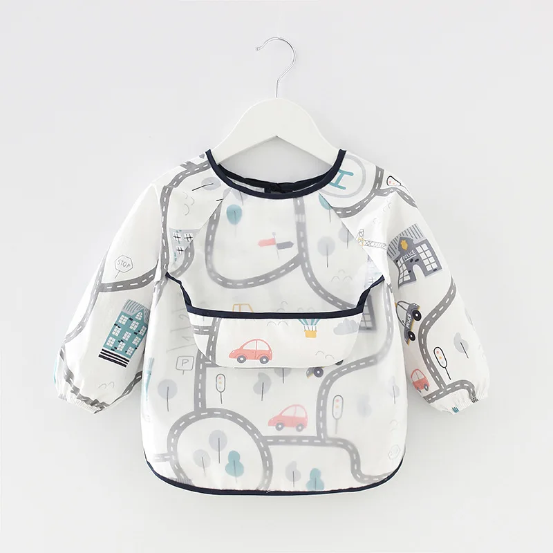 

Baby Bandana Bibs Cute Colorful Cartoon Bibs Waterproof Infant Eating Children Drawing Long Sleeve Apron Baby Self Feeding Bib