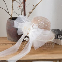 crystal beads ivory lace round women top wedding accessories fascinator hats with veil chapeau de mariage %d1%81%d0%b2%d0%b0%d0%b4%d0%b5%d0%b1%d0%bd%d1%8b%d0%b9 %d0%be%d0%b1%d0%be%d0%b4%d0%be%d0%ba