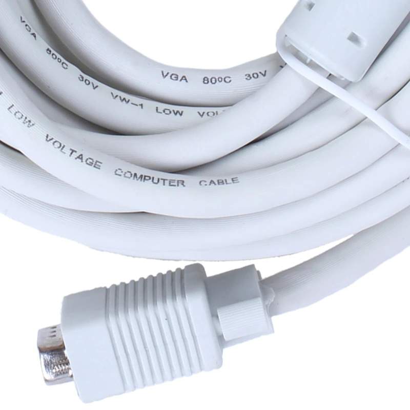 Кабель VGA 10 метров 15 контактов мужской белый|Кабели VGA| |