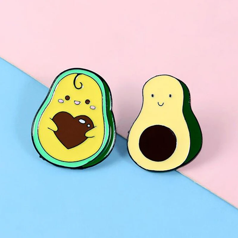 

Cute Cratoon Avocado Pins Funny Lapel Pin Back Badge Backpack Bag Hat Leather Jackets Accessories Cat Lady Brooches