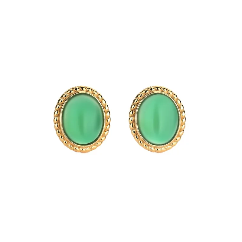 

DI-604 Retro style national style palace temperament ins earrings female natural chalcedony jasper earrings wholesale