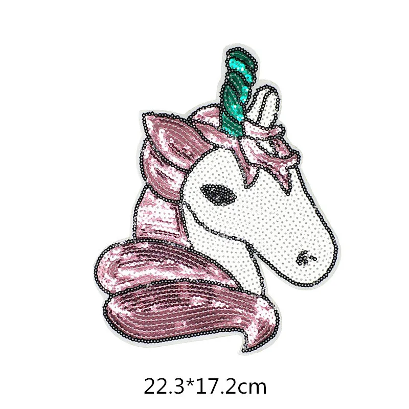 The unicorn Новые милые нашивки для щенков, собак, бульдогов, животных, блестки, железные нашивки с героями мультфильмов, аксессуары для шитья, украшения для одежды, значок - Цвет: The unicorn
