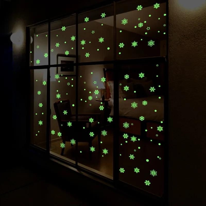 Christmas Luminous Snowflake Removable Window Sticker Background Decorative Glow In The Dark Decal for Baby Rooms Decortion | Дом и сад