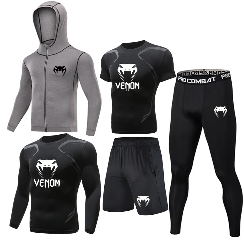 Спортивный костюм мужской быстросохнущая компрессионная футболка и штаны