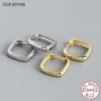 ccfjoyas 11mm 925 sterling silver rock punk square geometric hoop earrings for women simple gold silver color fashion jewelry