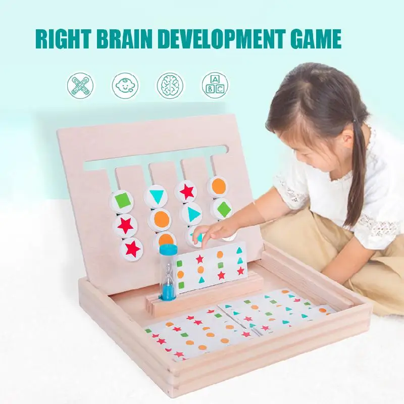 Деревянные Четырехцветные игровые строительные блоки Монтессори развивающие