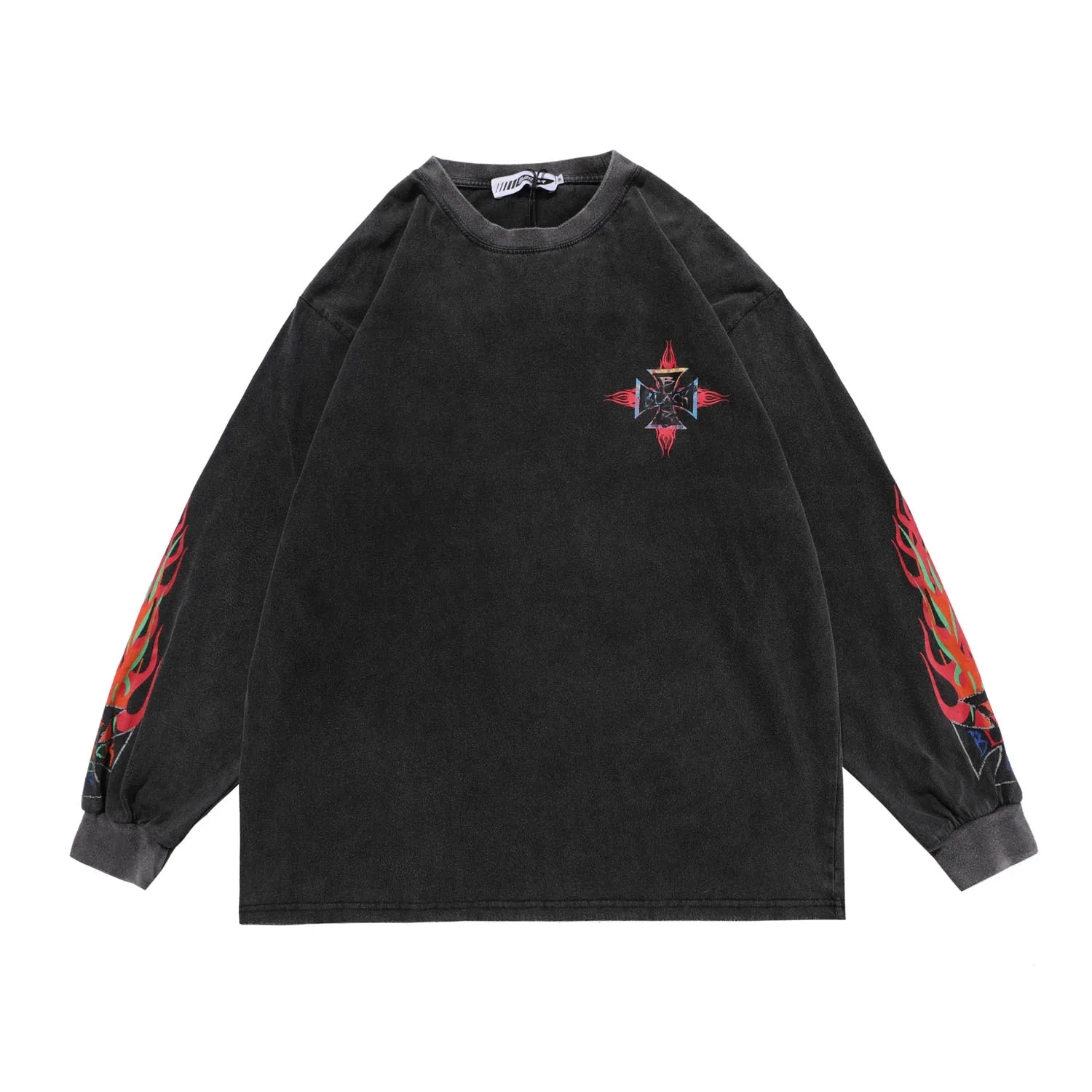 

Men's Spring and Summer Streetwear Hip Hop Crew Neck Oversized Long Sleeve T-Shirt Unisex