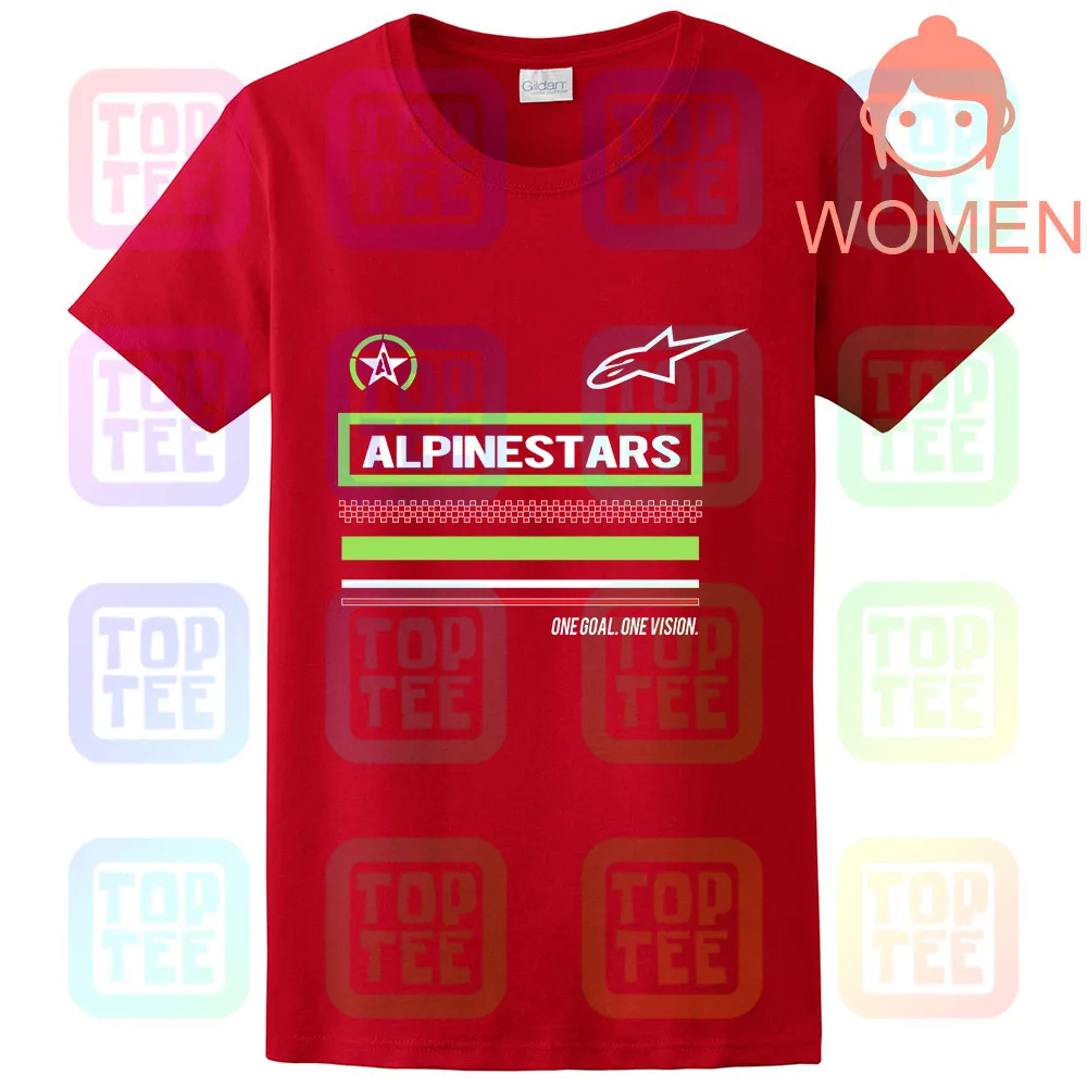 WOMEN-RED Черная футболка Alpine Star - Цвет: WOMEN-RED