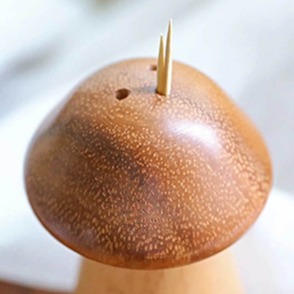 

Solid wood toothpick holder toothpick box black walnut wooden mushroom cute shape solid wood production storage box kitchen tool