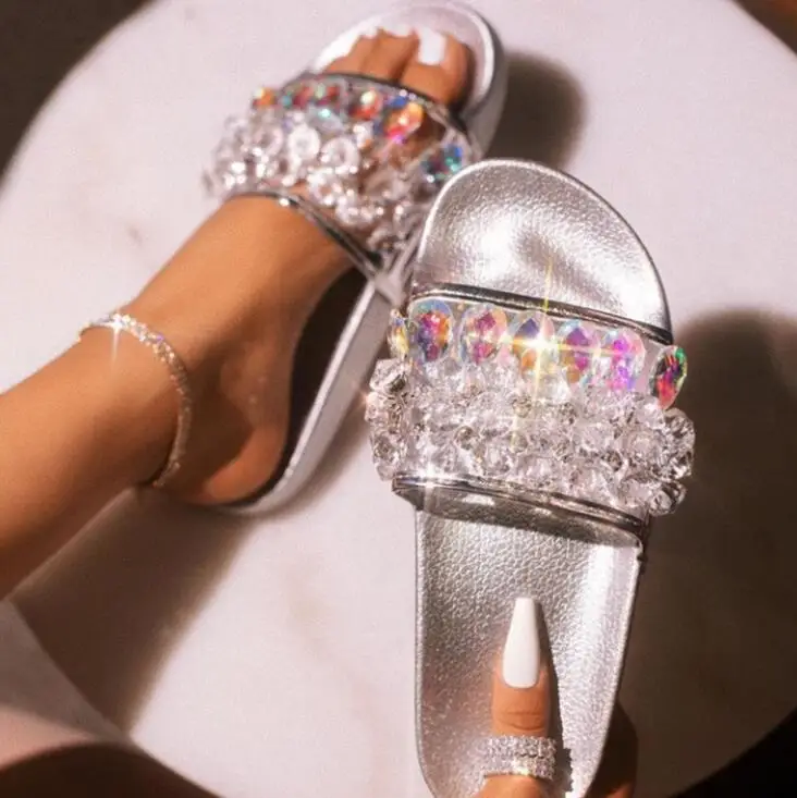 2019 women's shoes sandals slippers Europe and America crystal beach plus size 36-42 | Обувь