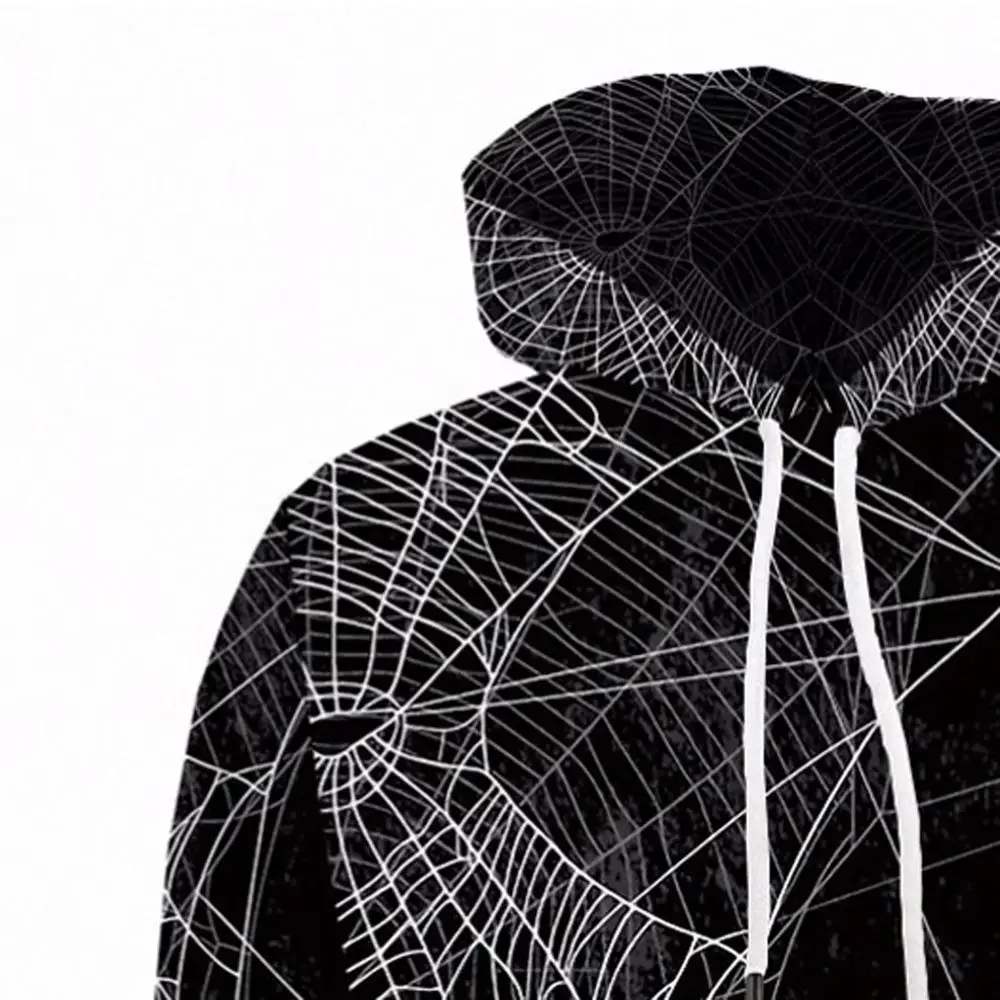 Мужская черная толстовка с капюшоном и длинным рукавом 3D принтом паука|Мужские