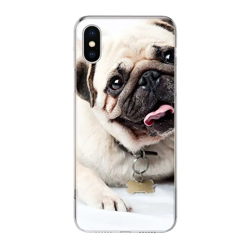 Cute Pug Dog Phone Case For iPhone 13 12 11 Pro Max 6 X 8 6S 7 Plus XS XR Mini 5S SE 7P 6P Pattern Cover Coque | Мобильные телефоны