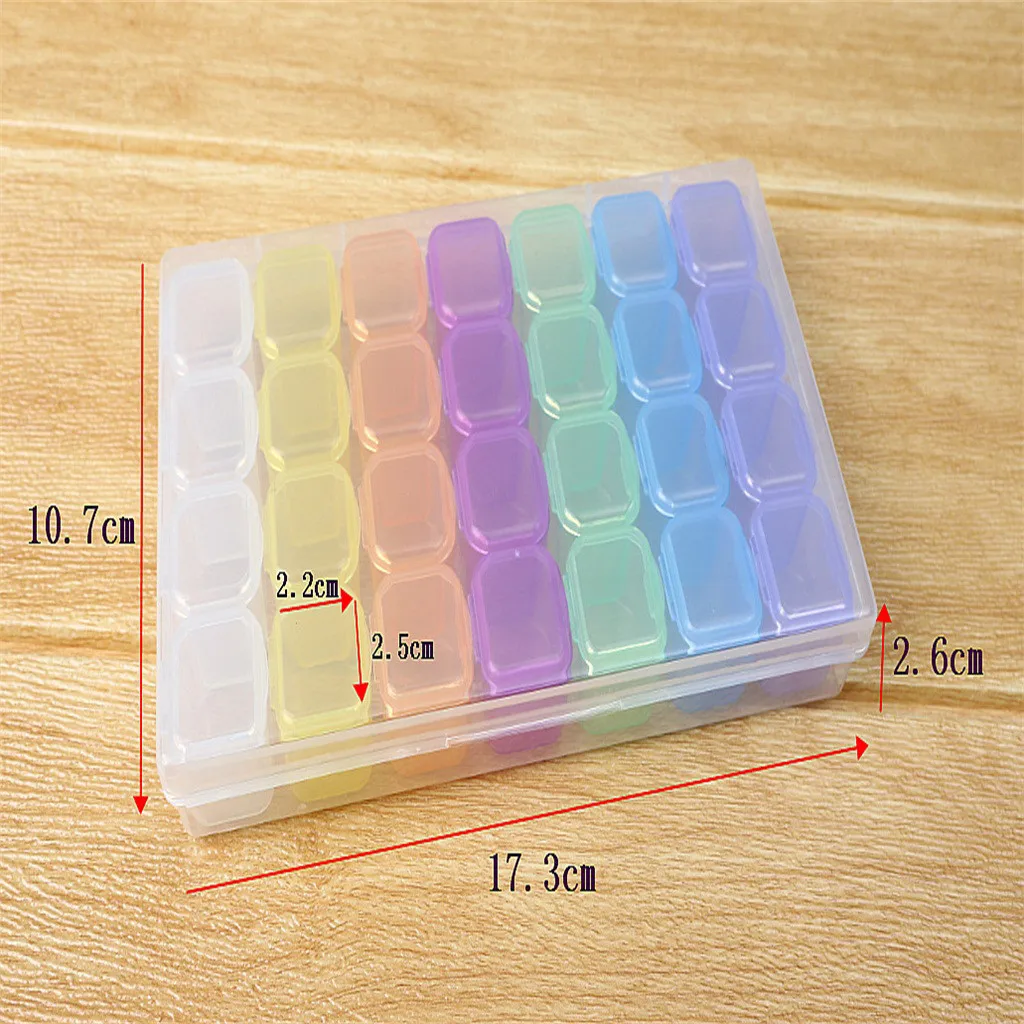 28Slots Cover Cases Plastic Storage Box Jewelry Small Things Container Empty Transparent Mini Beads Display Medicine 11x17cm | Дом и сад