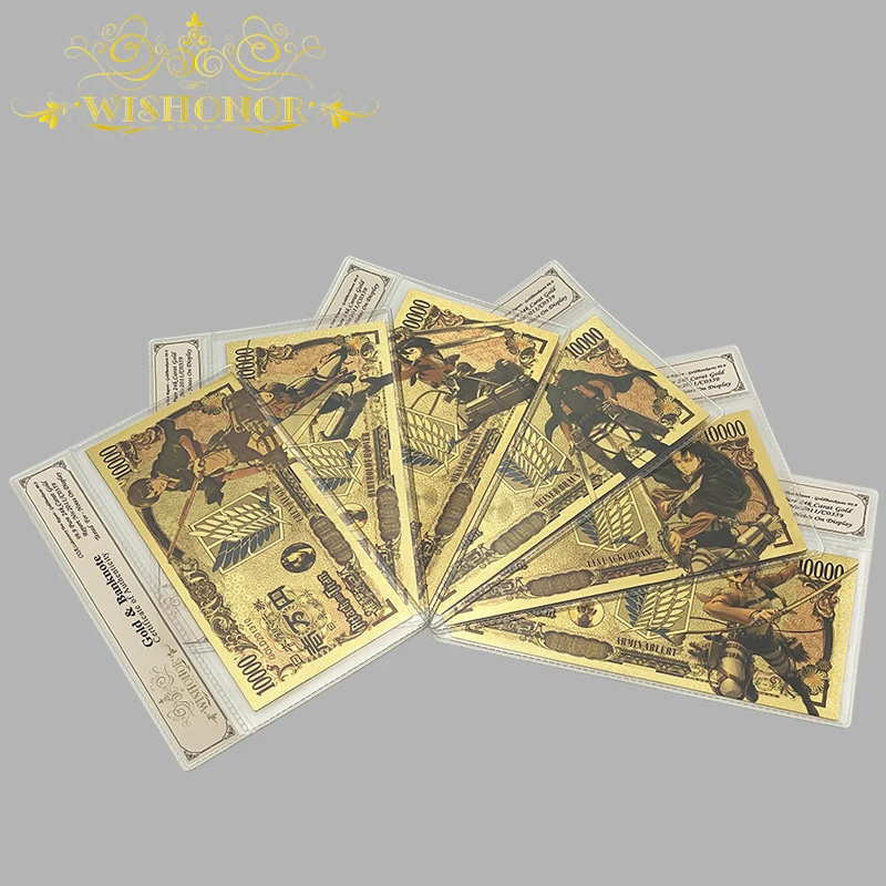 2021 цветов японское аниме банкнота атака на Титанов Банкнота в 24-каратном золоте с