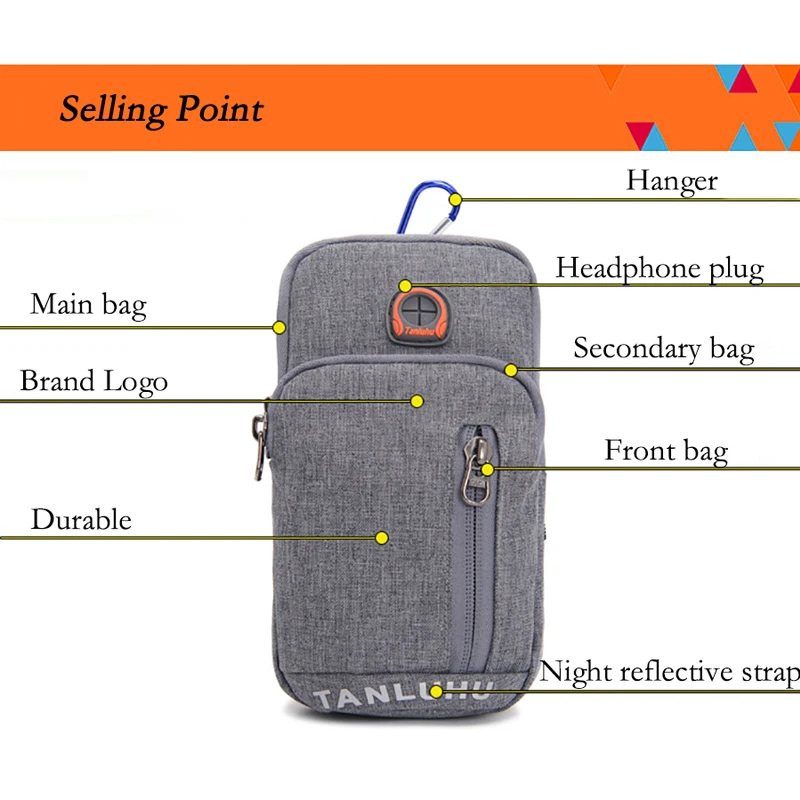 Сумка для бега на запястье водонепроницаемый Противоугонный чехол мобильный
