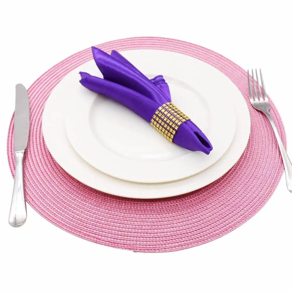 

Round Weave Placemat Table Mats Simple Style Dining Napkin Pads Non-Slip Heat Resistant Coaster Cushion Kitchen Party Decoration