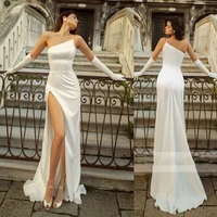 sexy wedding dresses jersey slide split square collar one shoulder zipper a line bridal gowns %d0%bf%d0%bb%d0%b0%d1%82%d1%8c%d0%b5 %d0%b6%d0%b5%d0%bd%d1%81%d0%ba%d0%be%d0%b5 evening dresses