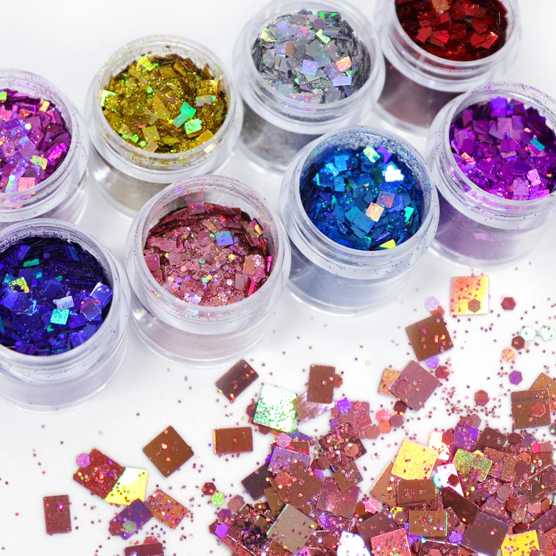 

10ml Holographic Quadrilateral Sequins For Nail Design Nail Art Accessories Broken Glitter Flakes Laser Paillette Manicure Tools