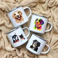 cartoon dog enamel coffee tea mugs office home party beer drink cola cups funny with handle camping water mug best friend gifts