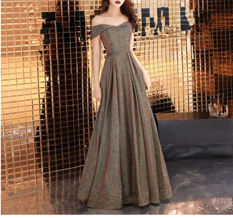 Женское вечернее платье с блестками длинное макси вырезом лодочкой элегантное