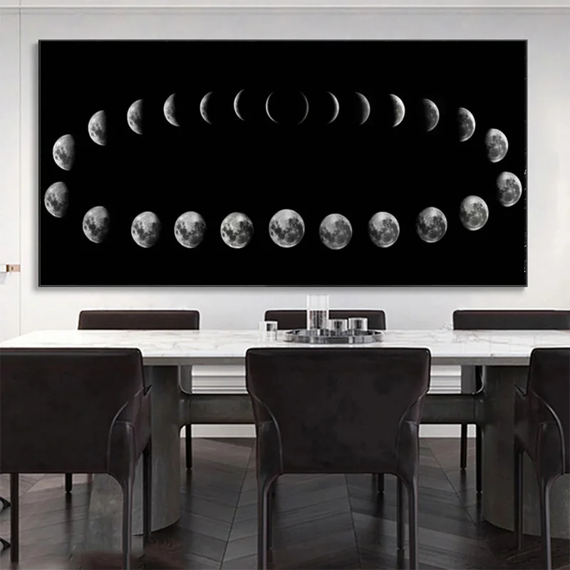 

Lunar Eclipse Moon Phases Landscape Canvas Painting Posters and Prints Wall Art Print Canvas Pictures Islamic Muslim Home Decor
