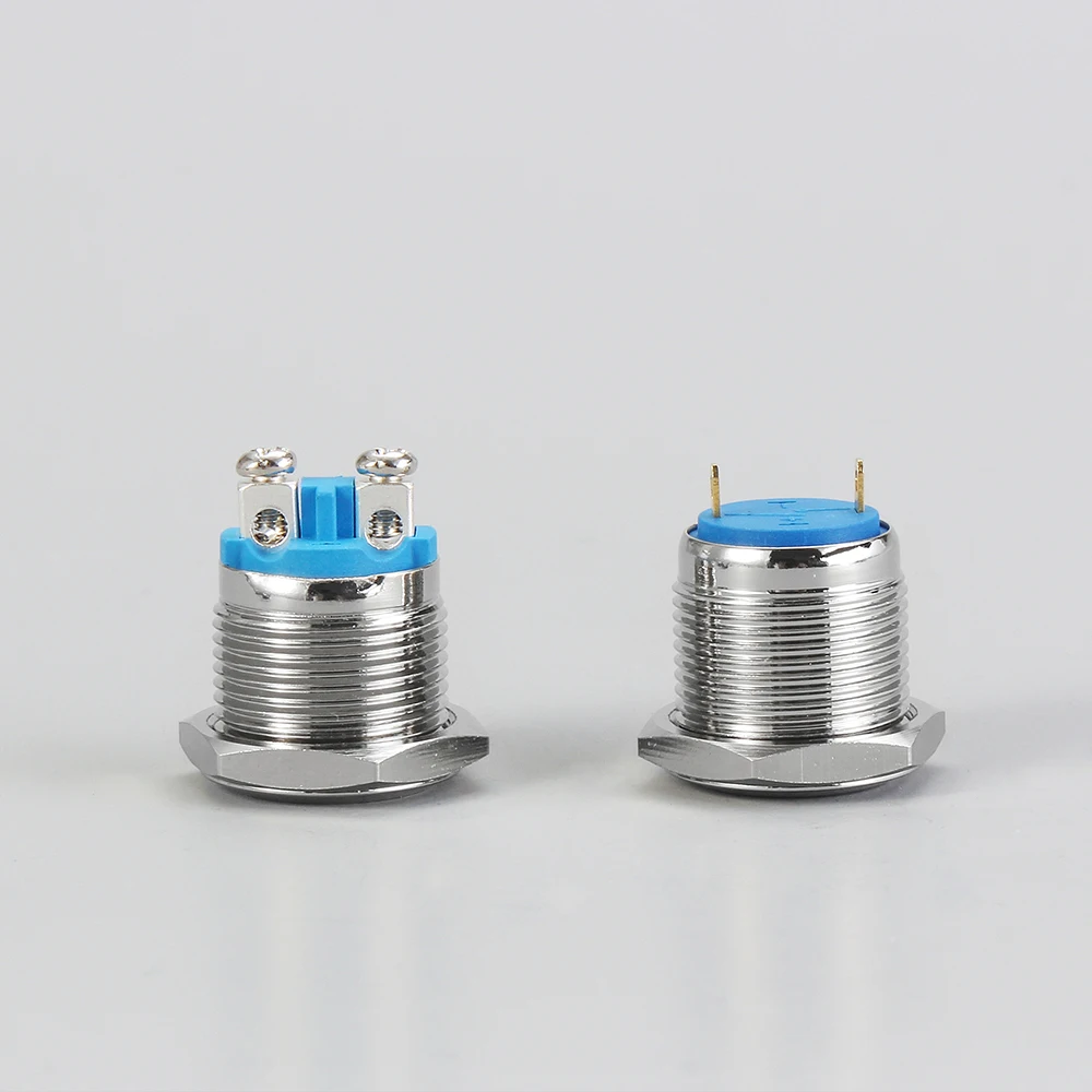 Металлический кнопочный переключатель 16 мм IP67 водостойкий никелированный