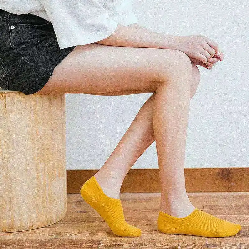 2020 горячая Распродажа однотонные женские невидимые носки хлопковые тапочки