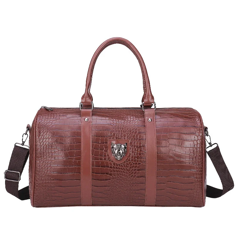 

Сумка мужская, из кожи аллигатора, дорожная, большая вместимость