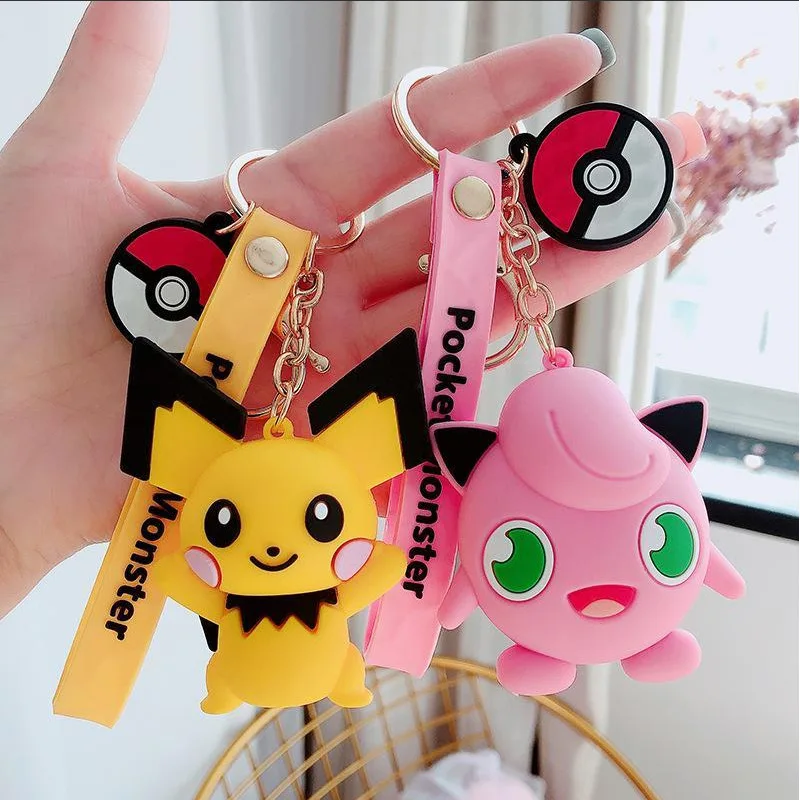 Action Pocket Monster Keychain Toys Cartoon Pokemon Squirtle Pikachu Cute Doll Key Chain Pendant Creative Gift For Childern | Игрушки и