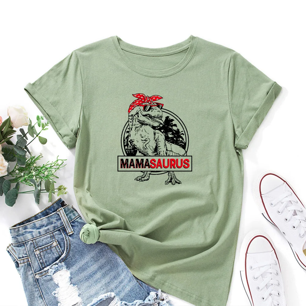 

Футболка женская из 100% хлопка, с круглым вырезом и коротким рукавом, с принтом в виде динозавра