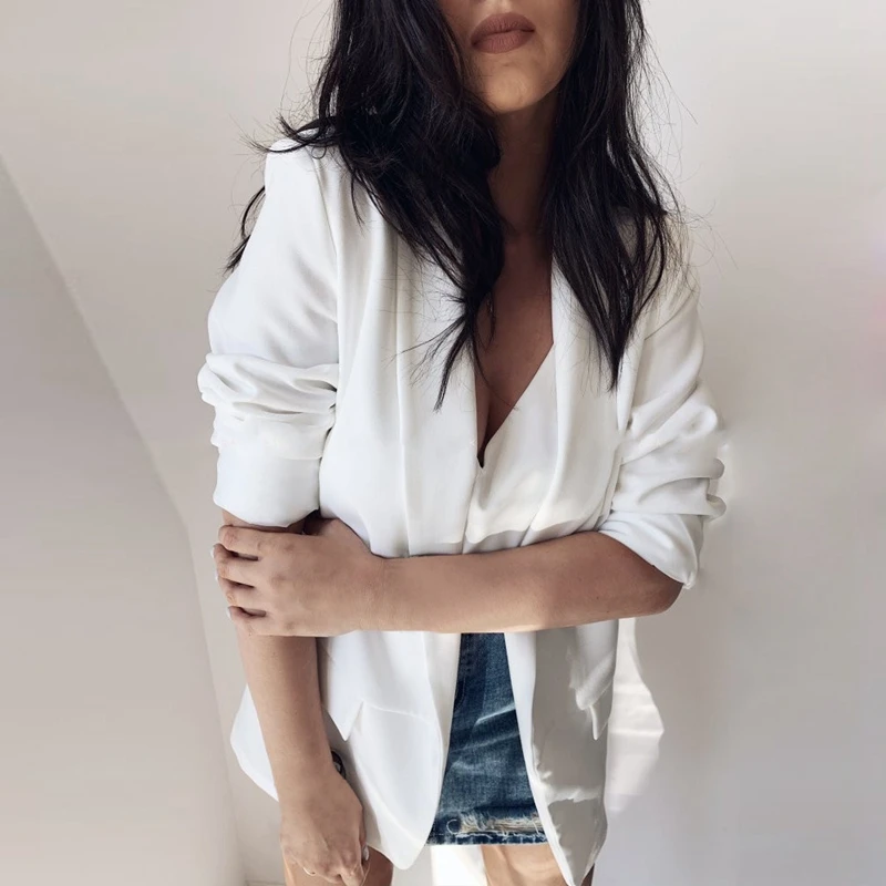 

Women Long Sleeve Formal Blazer Jackets Cardigan Office Work Lady Notched Slim Fit Suit Business Autumn New Outerwear Tops