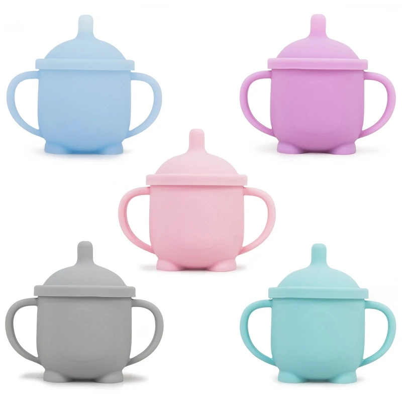 

Baby Learning Feeding Cups Soft Silicone Drop Resistant for Toddlers Children H9EF