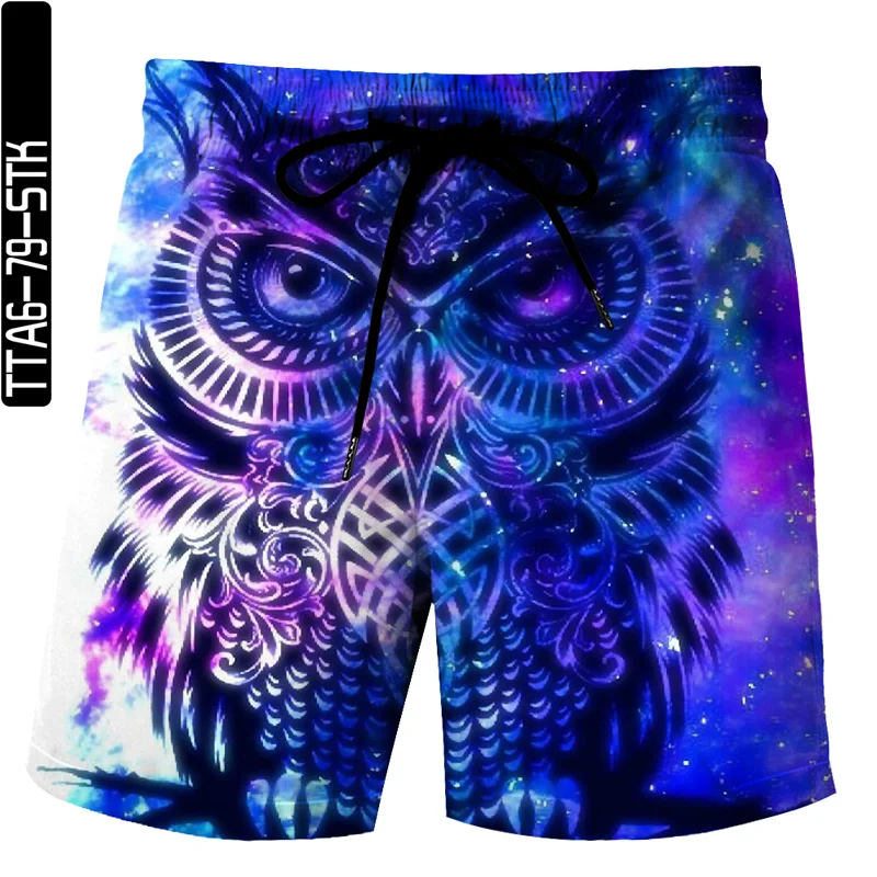 

2021 new Summer 3D Digital printing Men's Shorts Beach Shorts Casual Shorts Drawstring Shorts Personalized owl elements