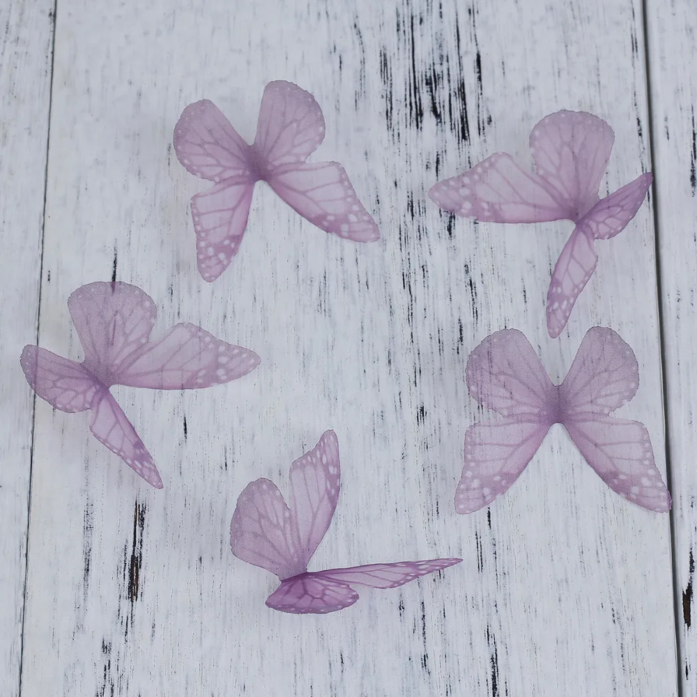 

Artificial Butterfly Earrings Jewelry Making Accessory Blue Purple Ethereal Organza Butterfly 5cm Wedding DIY Craft Supply 5Pcs
