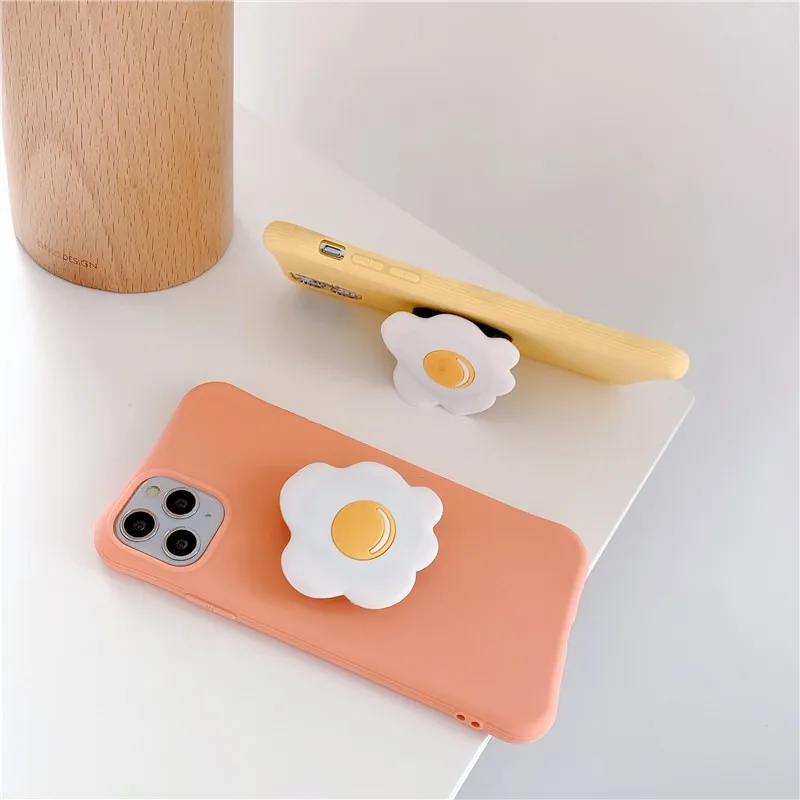 

Poached egg Bracket girl Phone Cover Case female For Iphone X 11 12 mini pro Xs Max Xr 10 8 7 Plus se 2 Luxury Soft Coque Fundas