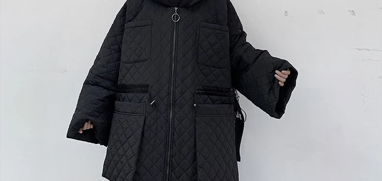 XITAO Argyle, повседневные женские парки с завязками на талии,, Зимняя мода, стиль, свободные парки с капюшоном и воротником, пальто, DMY1321