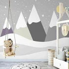 Настенные обои на заказ, 3D Мультяшные обои с изображением снега, горы, звездного неба, детской спальни, домашний декор, фотобумага
