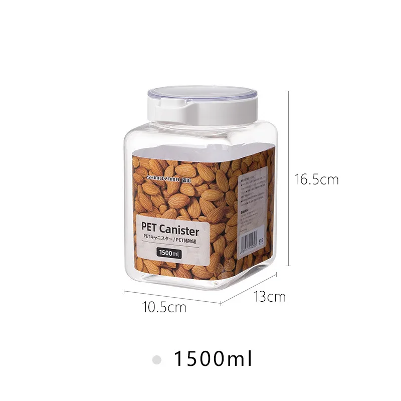 

900/1500ml Transparent Food Containers With Lid PET Plastic Kitchen Storage Jar Food Containers Pantry Flour Airtight Box