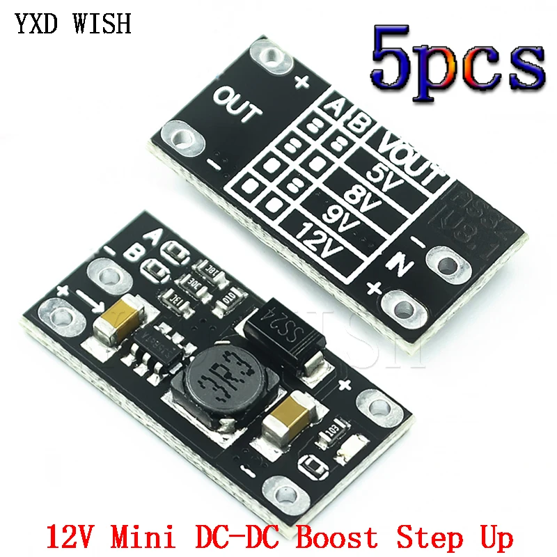 5 шт. мини DC повышающий преобразователь 3V 3 2 V 7 5V 9V 12V Напряжение Регулятор модуль