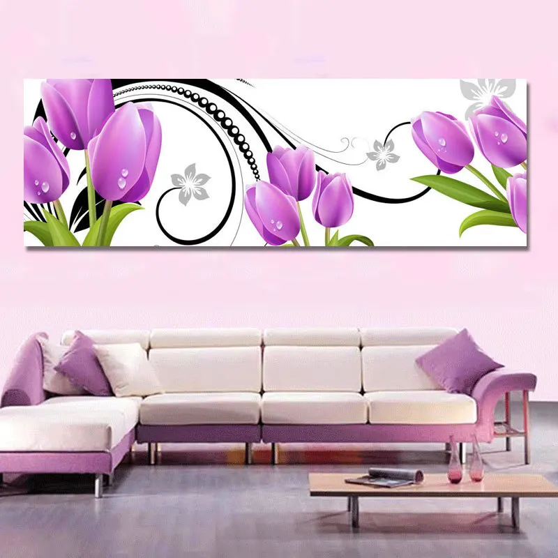 Алмазная живопись сделай сам большой размер Фиолетовый Тюльпан полная вышивка