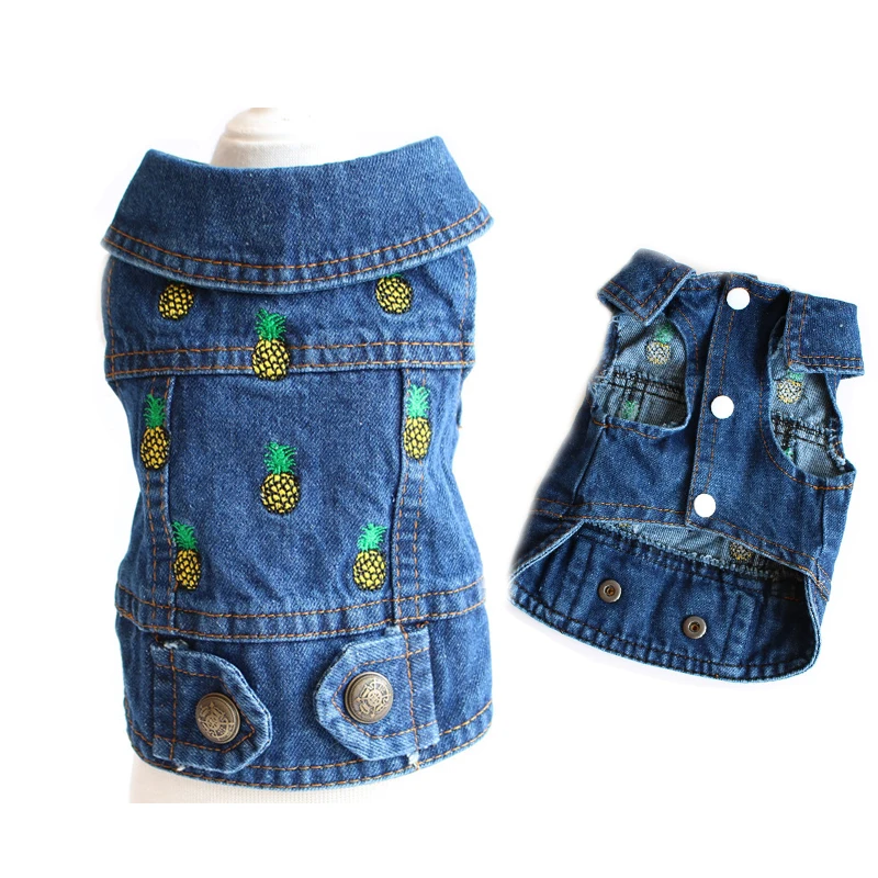 Зимний жилет для домашних питомцев ананас джинсовая футболка маленьких собак