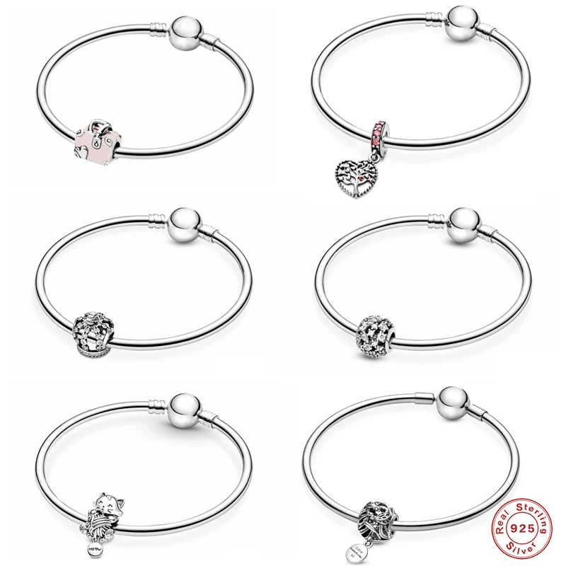 Браслеты женские из серебра 925 пробы с бусинами-шармами 65 мм | Украшения и