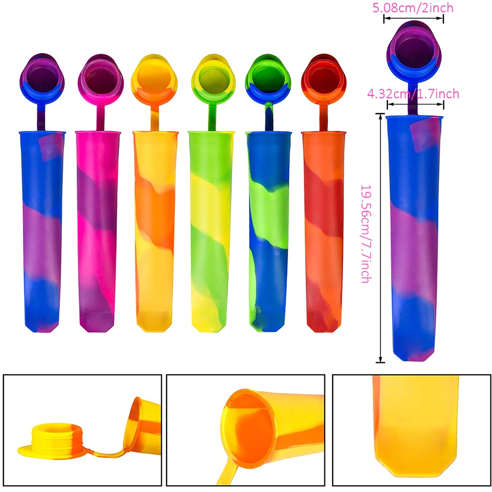 

6PCS Silicone Ice Stick Molds Form For Ice Cream Maker DIY Summer Frozen Ice Cream Mold Kitchen Tools Popsicle Maker Lolly Mould