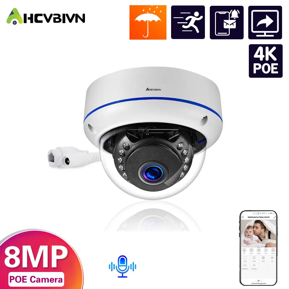 

Ultra HD Dome IP Camera Outdoor 8MP 4K Surveillance Security Video Camera IP IR Night View Motion Detection Alert Record