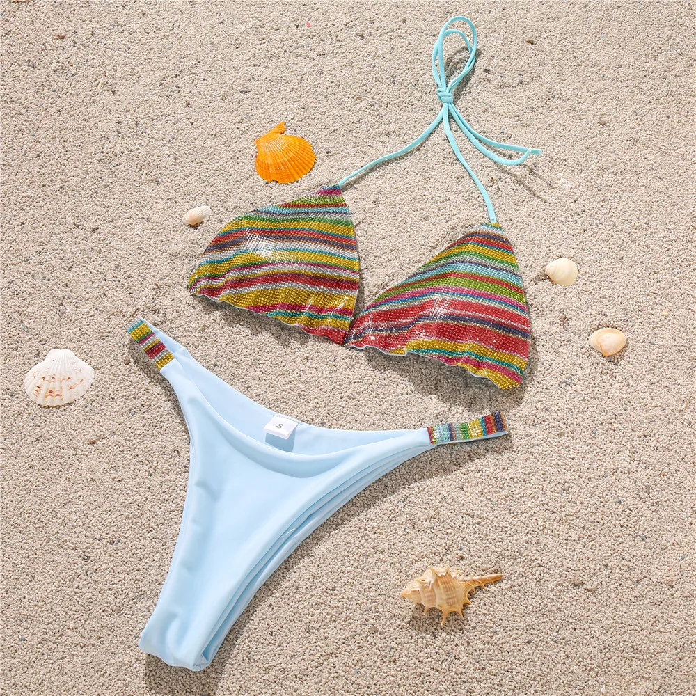 

Bikini Girl New Sexy Strappy Diamond Bikini Honeymoon Vacation Beach Suit Tube Top Swimsuit V-Waist Two-Piece Women Bikini Suit