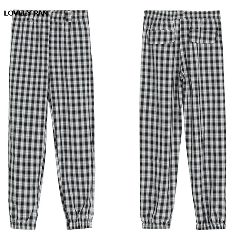 

Plaid Black And White Wide-leg Women's Pants High Waist Drape Joggers Harem Pant Female 2021 Summer Korean Casual Girls Trousers