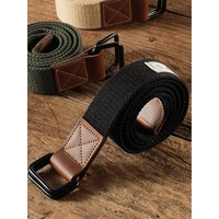 2021 new minimalism military tactical canvas belts for men jeans male casual designer brand metal double ring buckle straps